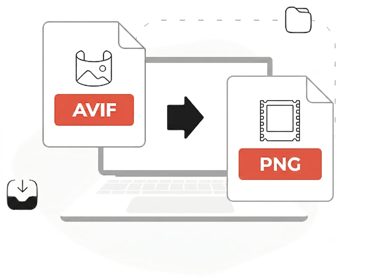 AVIF to PNG converter with several .avif files queued, decoding them to lossless PNG images with transparency in the browser