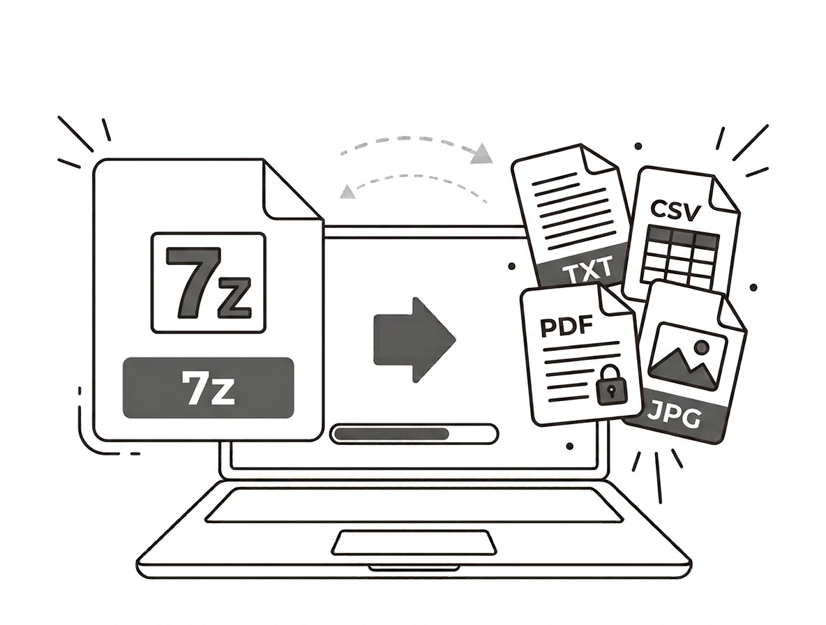 Extract 7z tool drop a 7z file to extract and download interface