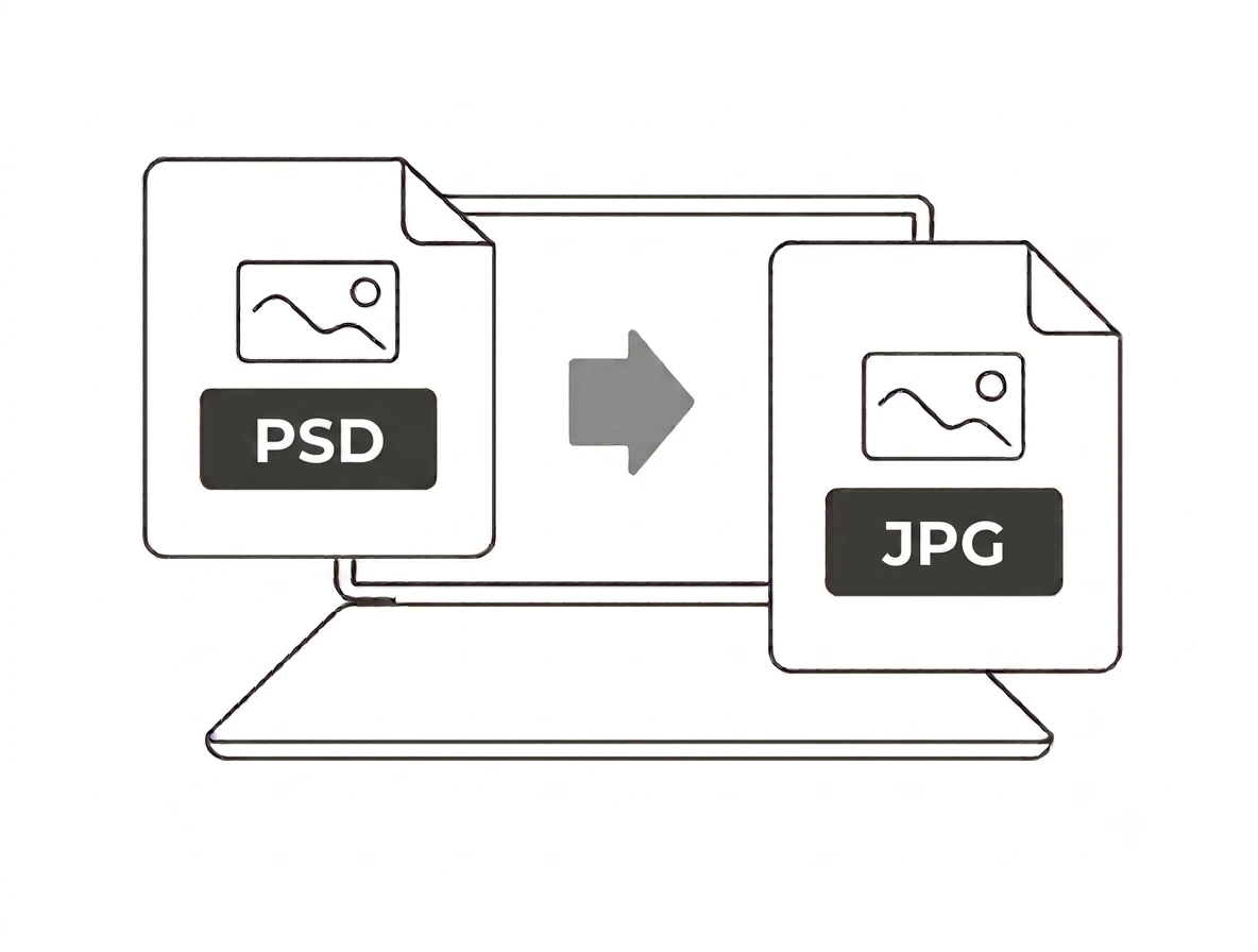 PSD to JPG converter drag and drop upload and convert interface