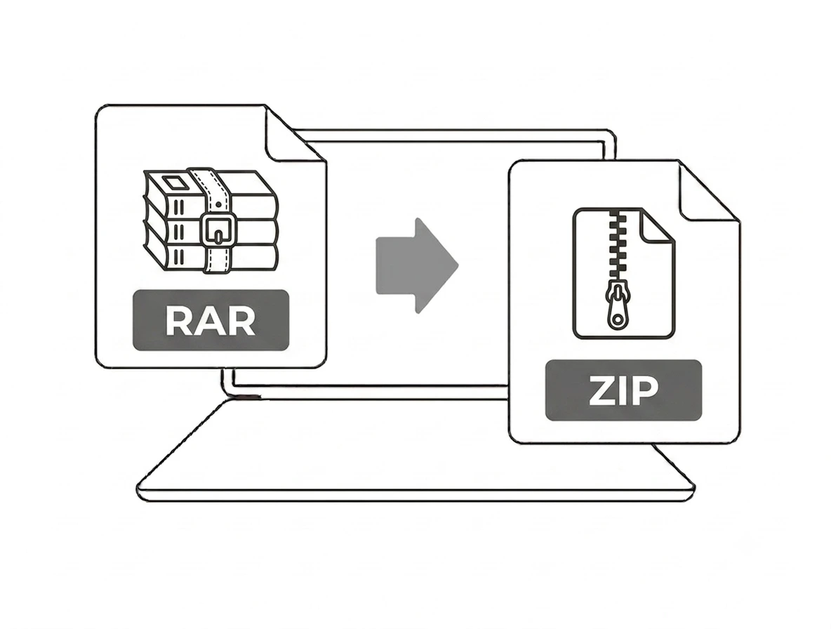 RAR to ZIP converter drop a RAR file to extract and download interface
