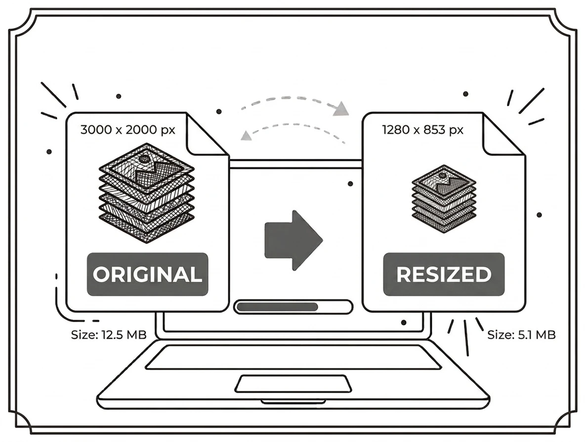 Resize image tool set width and height with keep aspect ratio interface
