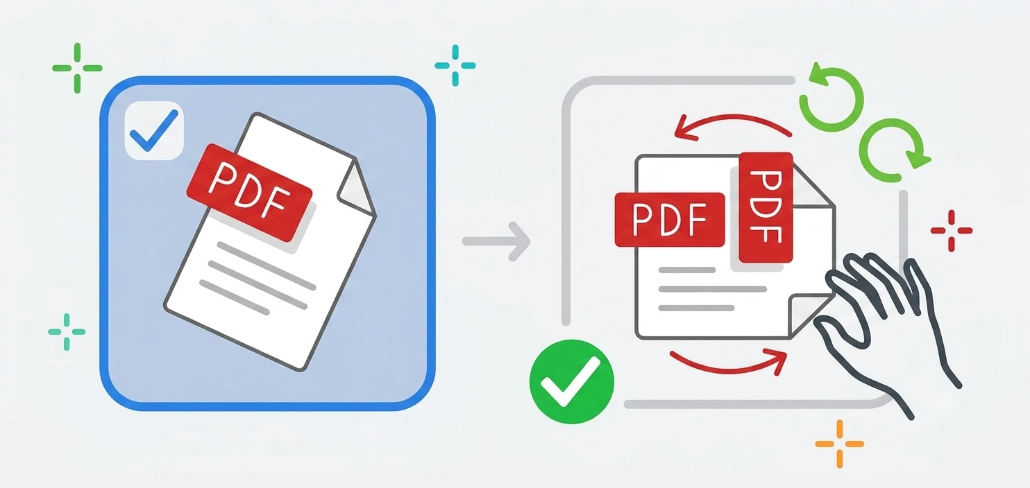 Rotate PDF tool drag and drop upload and rotate interface