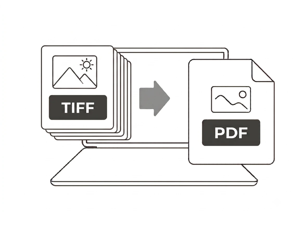 TIFF to PDF converter turning scanned TIF files into a single PDF in the browser